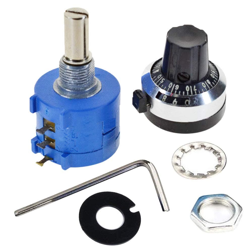100 Ohm Resistor 10 Turn Potentiometer 2W Wirewound Multi-Turn Adjustable Precision Potentiometer with 10 Turn Counting Dial Rotary Knob 6mm Shaft (100 Ohm)