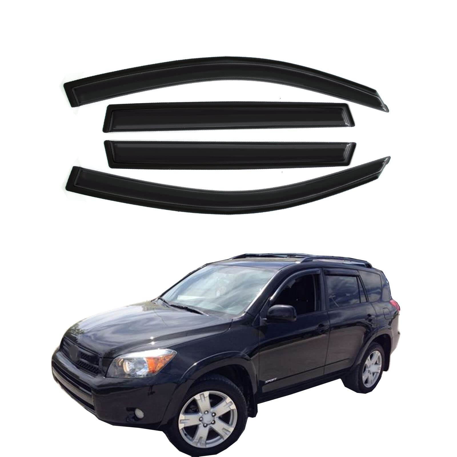 Smoke Out Channel Window Visors Compatible with Toyota RAV4 2006-2012 Wind Deflectors Sun/Rain Guards 94608
