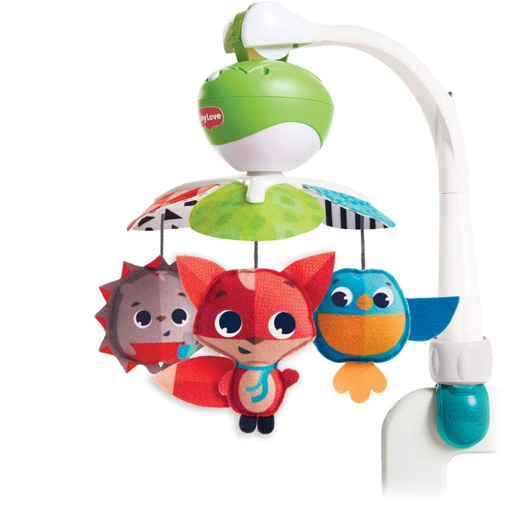 Tiny Love 3-in-1 Take Along Baby Mobile for Cot, 0+ Months, Portable, Multi-Use with 3 Connectors, Cot Mobile with Music, 5 Melodies, 30 Minutes of Continuous Music, Stimulates Senses, Meadow Days