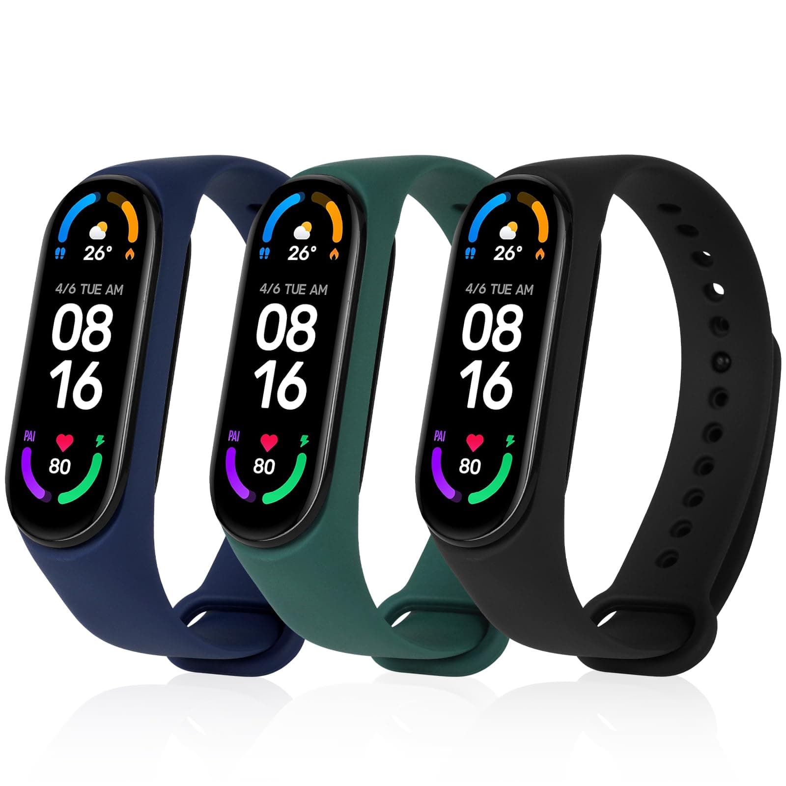 Ainiv Strap Replacement Compatible with Xiaomi Mi Band 7/Mi Band 6/Mi Band 5/Mi Band 4/Mi Band 3, 1/2/3/20pcs Silicone/Knitted/Stainless Steel Replacement Watchband Adjustable Sports Strap