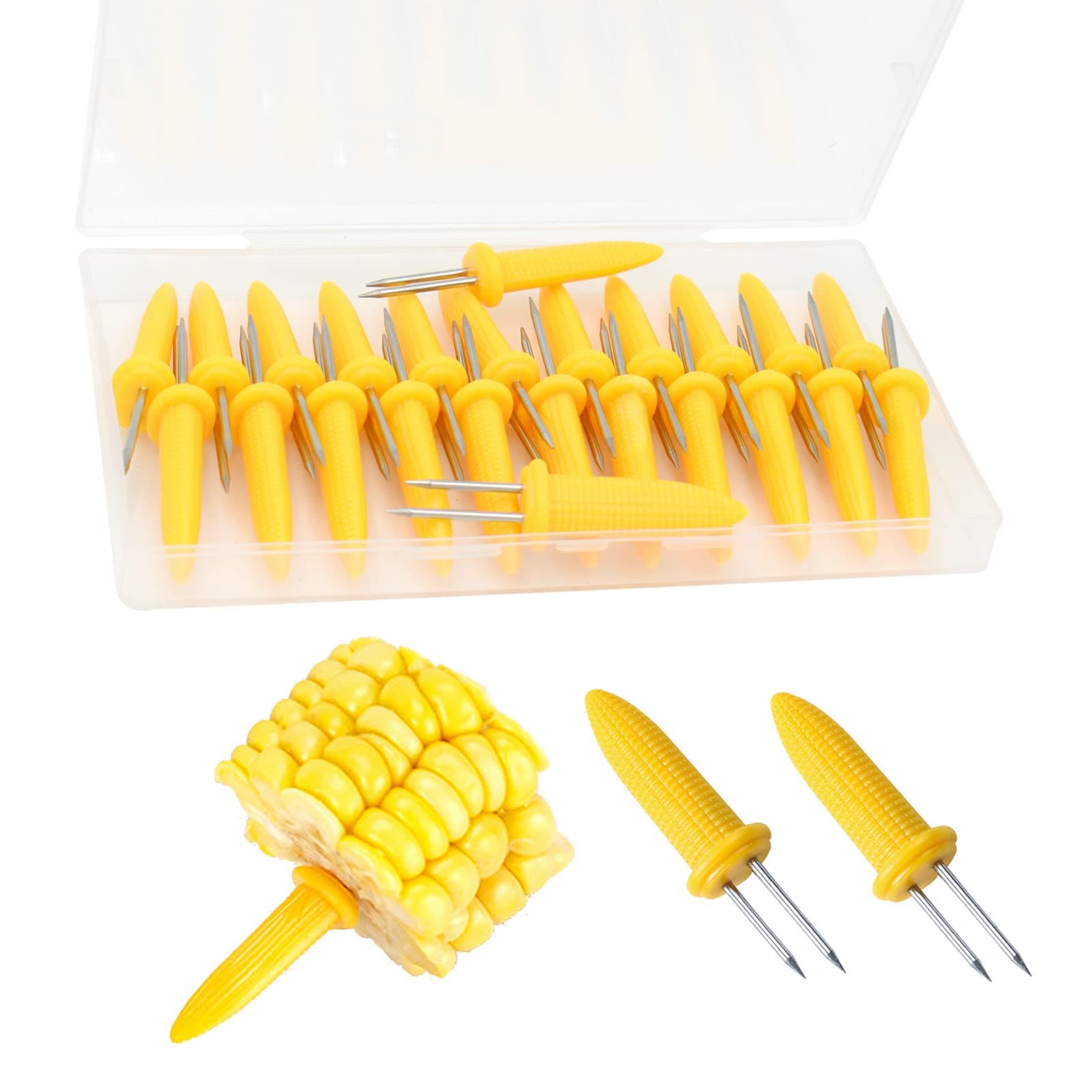 24 Pack Stainless Steel Corn Holders - Corn on the Grill & Cob Skewers for Home & BBQ Cooking