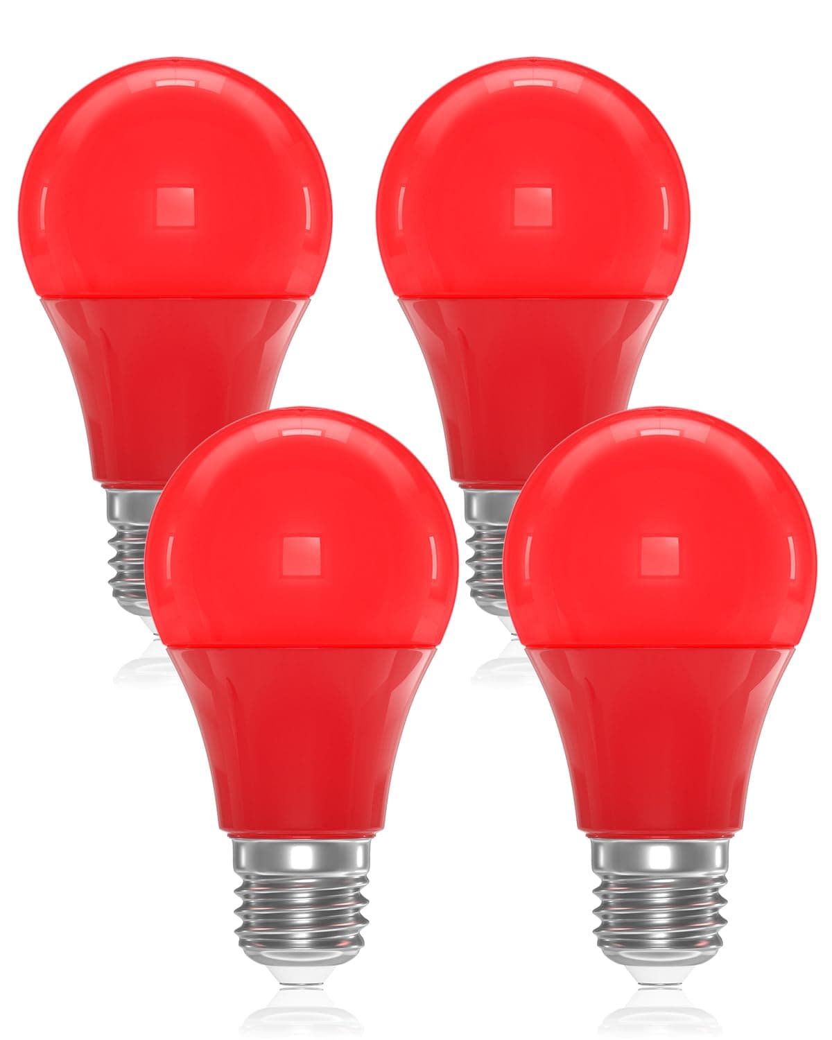 DoRight Red LED E27 Edison Screw Bulbs, 9W A60/A19 GLS Coloured Light Bulb E27 Red Filament Lamp 60W Incandescent Equivalent Non-dimmable for Home Party Bar Christmas Decoration Lighting (4-Pack)