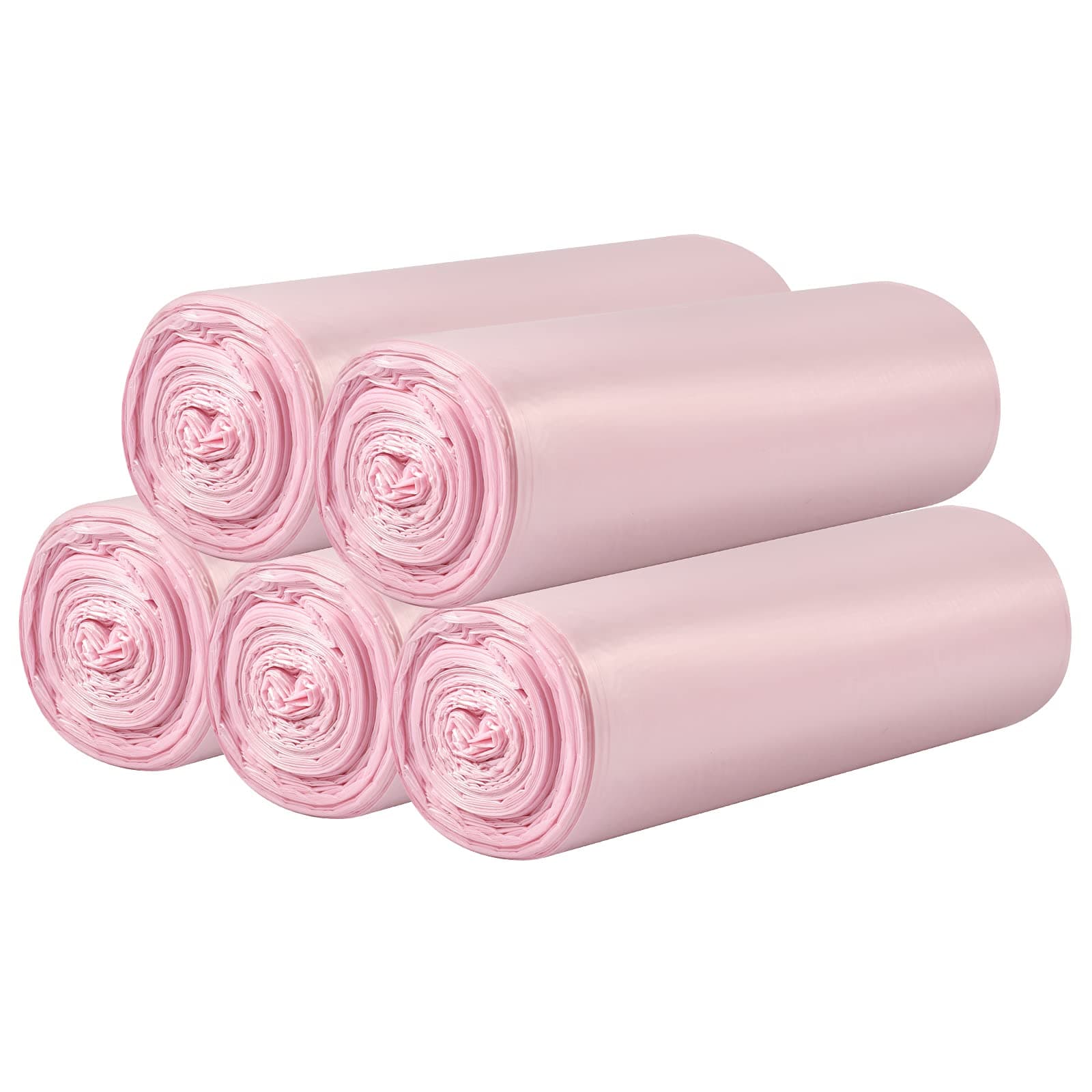 5 Rolls Small Trash Bags - 100 Counts Durable 4 Gallon Small Garbage Bags for home office kitchen Bathroom Bedroom Trash Can liners(Pink)
