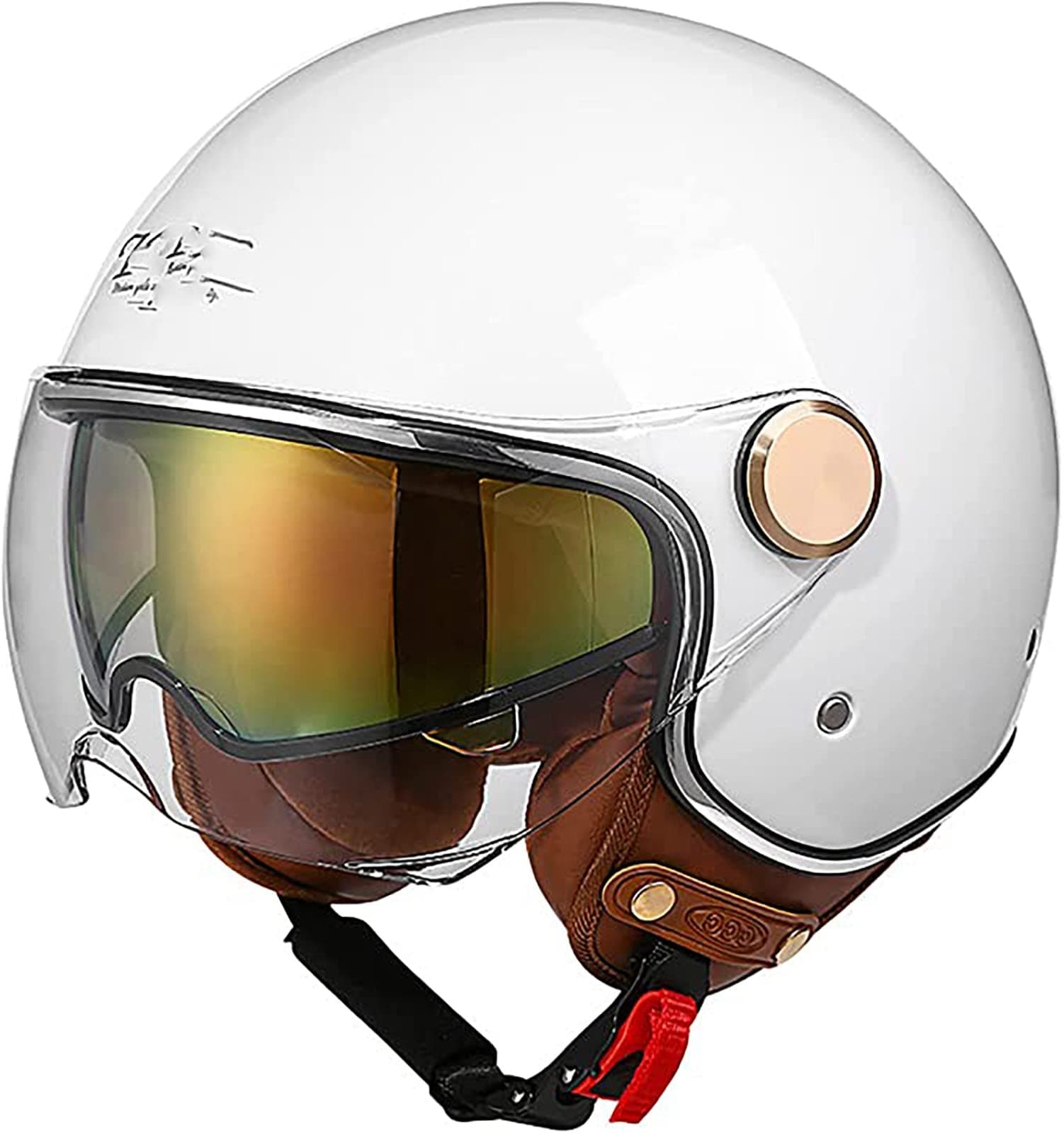 Open Face Helmet with Visor,dot Approved Vespa 34 Motorcycle Helmet, Retro Moped Helmets , Half Motorbike C, 57, for Men Adults Women, 58cm, L