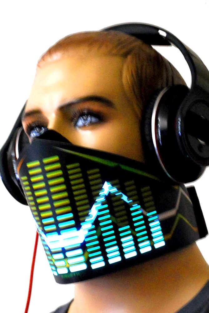 Original Huboptic EQ Curve Green Mask - DJ Mask - Equalizer Light Up Mask Neon mask Rave Mask Robot Mask Costume