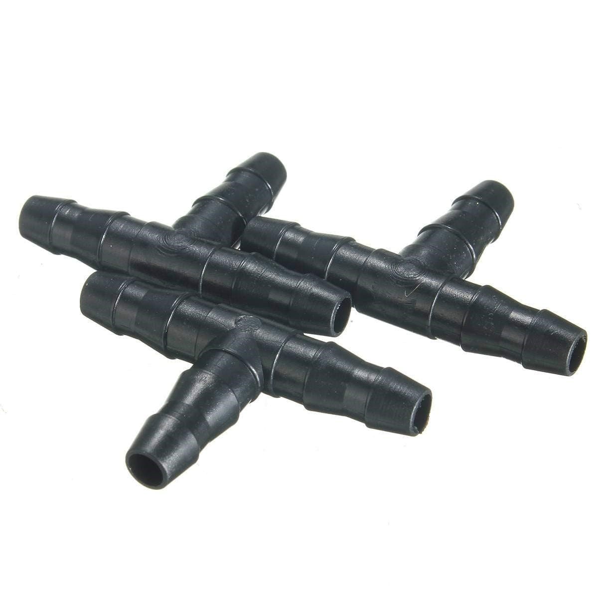 50 PCS Hydroponic Top Drip Plastic Tee Connectors - 0.16/0.27" (4/7mm) Hose and Micro Nozzle for Cooling, Watering, Irrigation System
