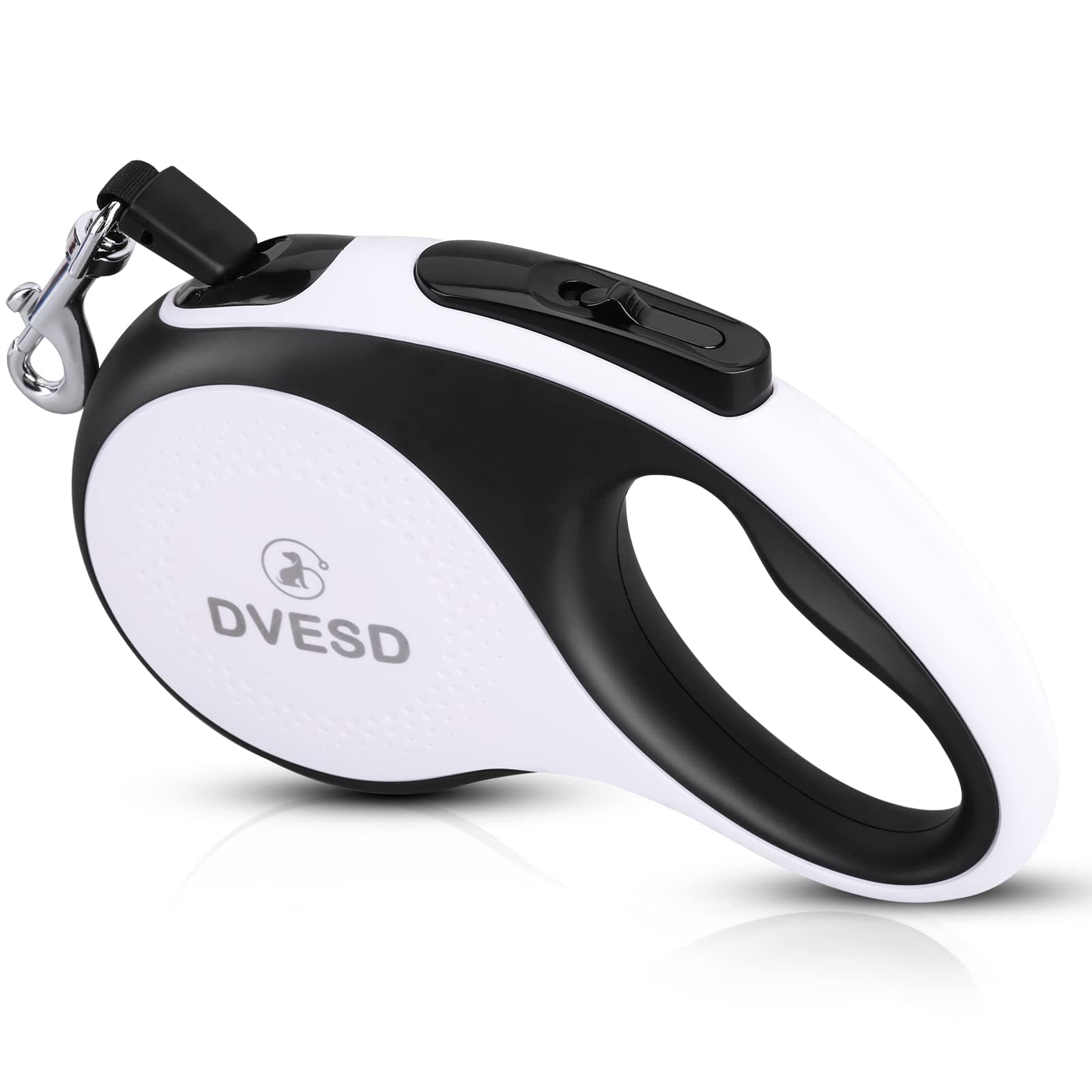 Retractable Dog Leash 10/16 ft for Small/Medium Breeds/Large Pets Up to 110 LBS. 360° Tangle Free Design with One Touch Quick-Lock Braking System&Anti-Slip Handle. (White/Black, Large)