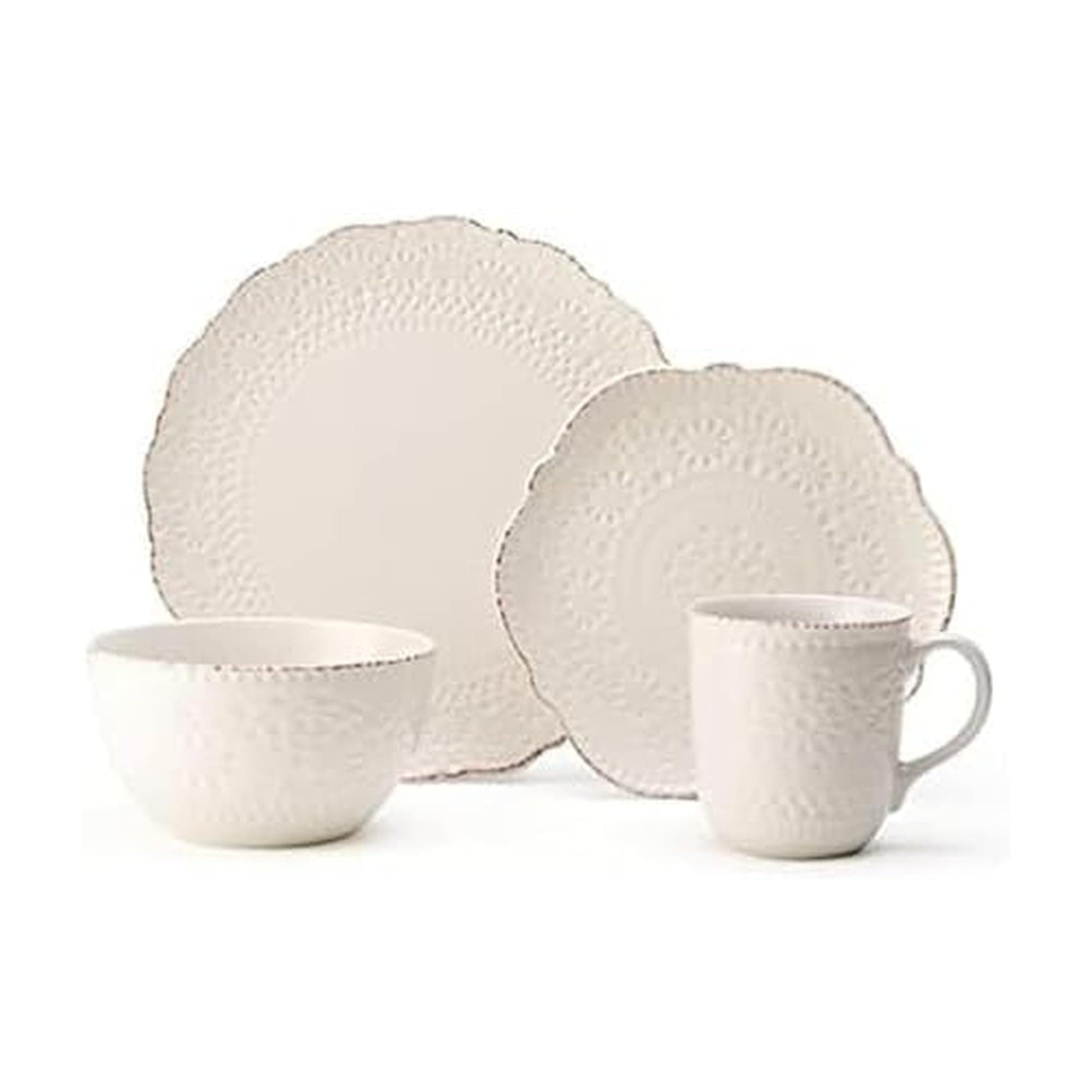 Pfaltzgraff Chateau Cream 16-Piece Stoneware Dinnerware Set, Service for 4, Off White