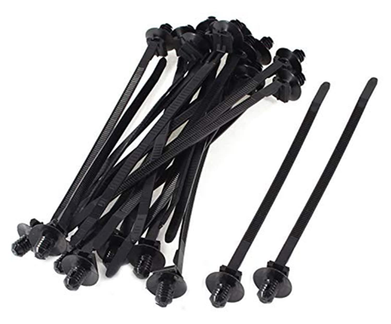XMHF 20pcs Nylon Push Mount Car Dome Cable Zip Tie, 6.5inch Length, Black