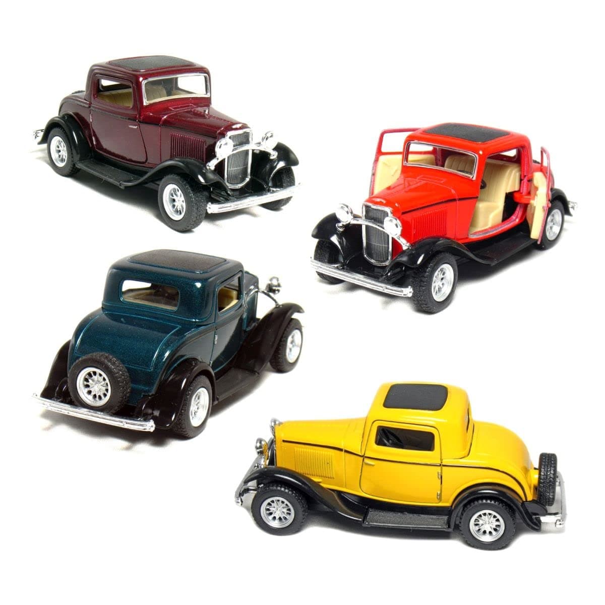 KiNSMART 1932 Ford 3-Window Coupe 1:34 Scale 5" Red Die Cast Metal Model Toy Classic Car
