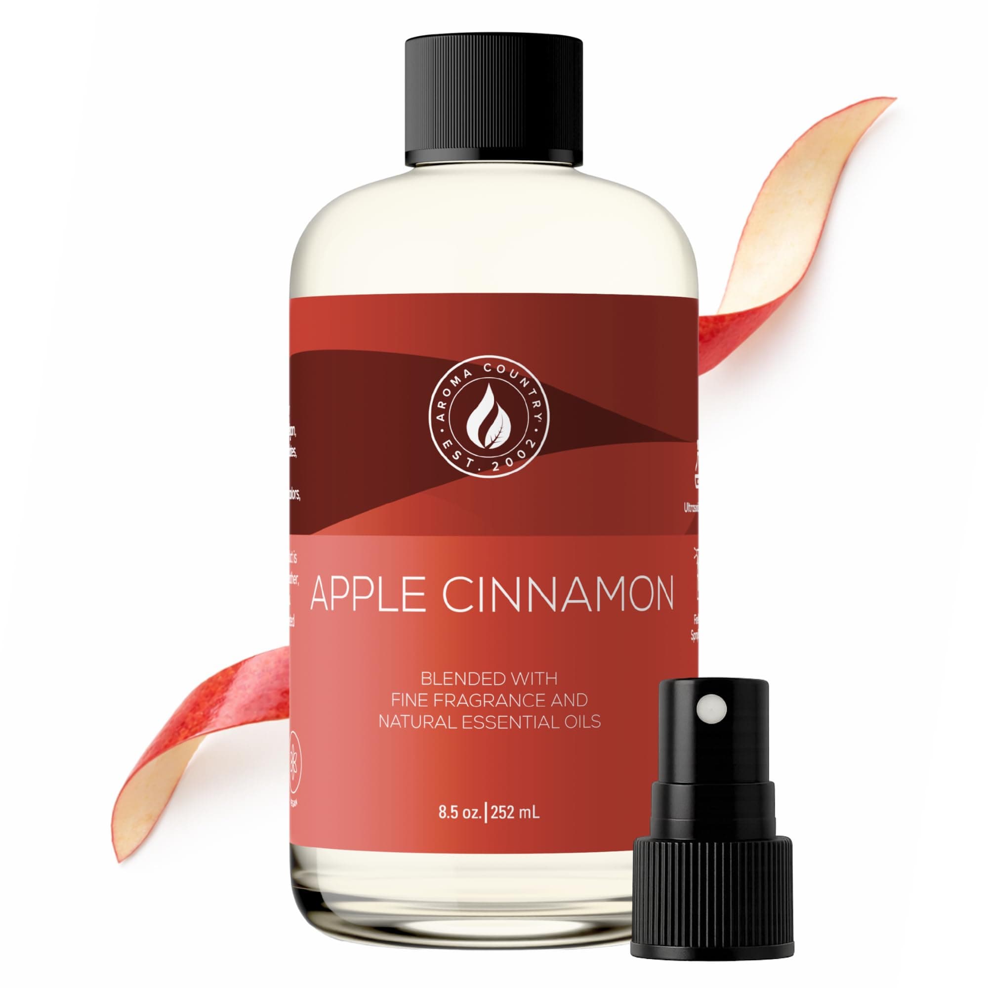 Aroma Country Apple Cinnamon Diffuser Oil - Luxury Essential Oils for Diffuser Refill & Air Freshener Room Spray - Long-Lasting & Natural Home Fragrance, Apple Cinnamon Scented Oil (8.5 Fl. oz)