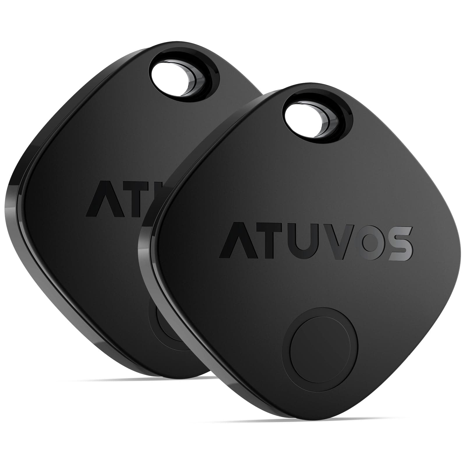 ATUVOS Air Tag Tracker Item Finder-2 Pack, Compatible with Apple Find My (iOS Only), Replaceable Battery, IP67 Waterproof, for Keys, Luggages, Suitcases, Wallets, Bags (2Pack-Black)