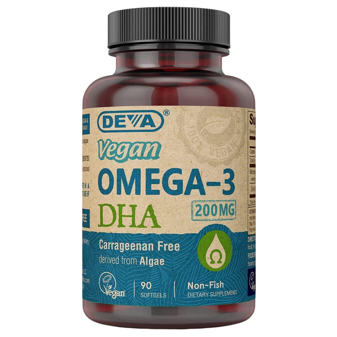 Vegan Omega-3 DHA Supplement, Once-Per-Day Softgel 200 MG, Carrageenan Free, Gelatin Free, Non-Fish, Algae Oil, Omega-3 Fatty Acids - 90 Softgels