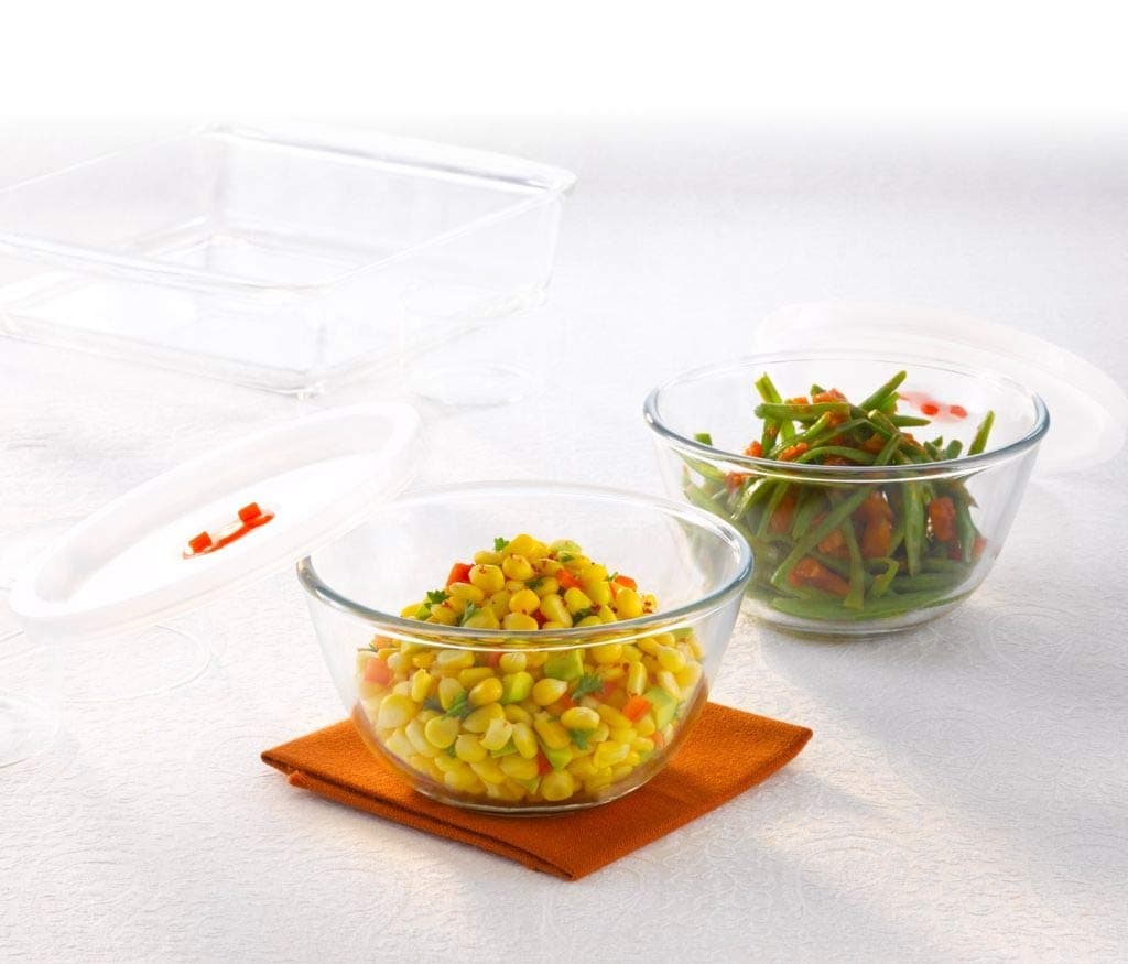 500ml (2pc) Serving & Mixing Bowl with Lid Set | Made in India Borosilicate Glass Bowl for Kitchen & Dinning | Bowl for Mixing Dough, Salad, Batter | Microwave & Dishwasher Safe | Transparent
