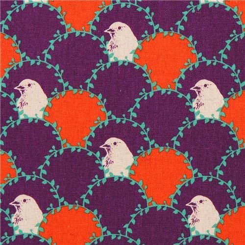 purple echino arc canvas fabric bird wave fish scale (per 0.5 yard multiples)