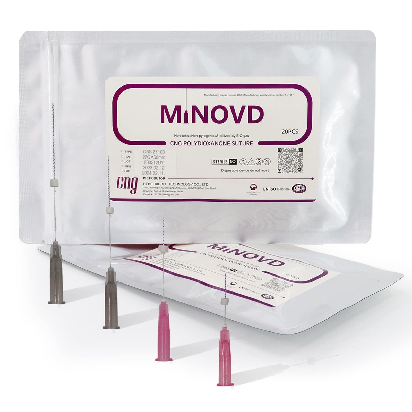 Minovd Pdo Threads for Face Lift, Pdo Threads Screw, 29G38mm, Korea Face/Whole Body, 20Pcs