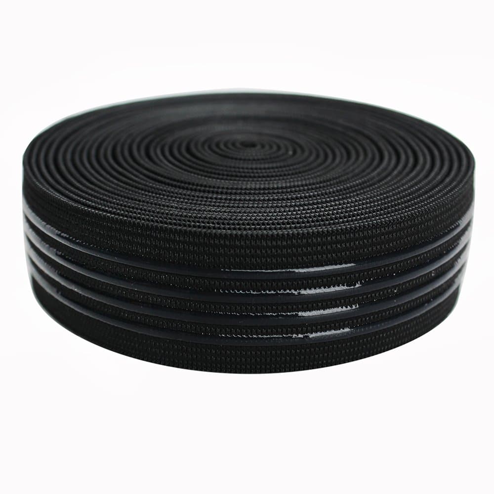 XMF 30mm Silicone Backed Elastic - 5 Yards per roll (Black, Classic, Striped, Non-Slip, Hair Accessories, Crafting)