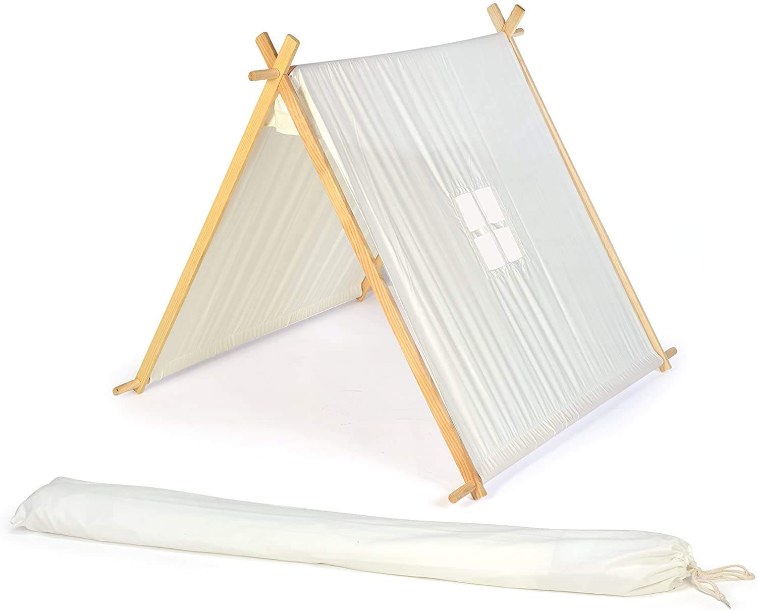 Trademark Innovations 3.3' Canvas A-Frame Teepee With Carry Case - Customizable Canvas Fabric (White)