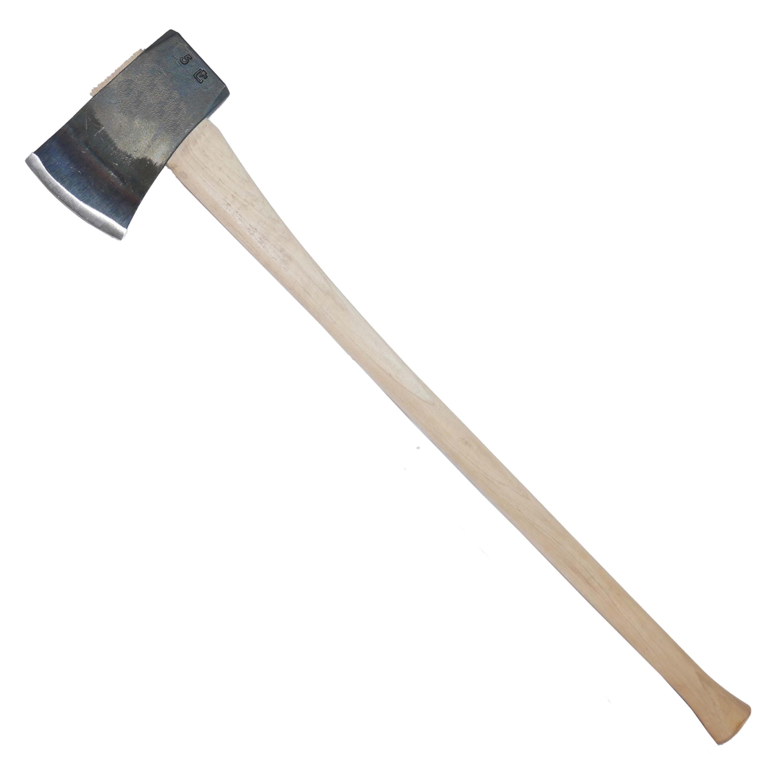 Single Bit Faller's Axe - 5 lbs Splitting Axe, 36" Straight Wooden Handle with Drop Forged Steel Head, Made in the USA - SU50D36S