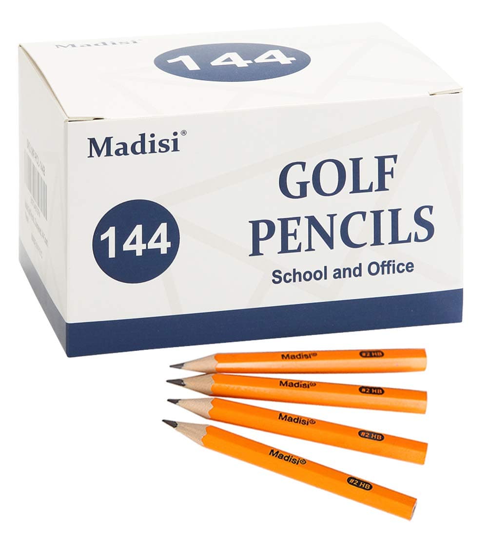 Madisi Golf #2 HB Half Pencils, 3.5" Mini Pre-Sharpened, 144 Count