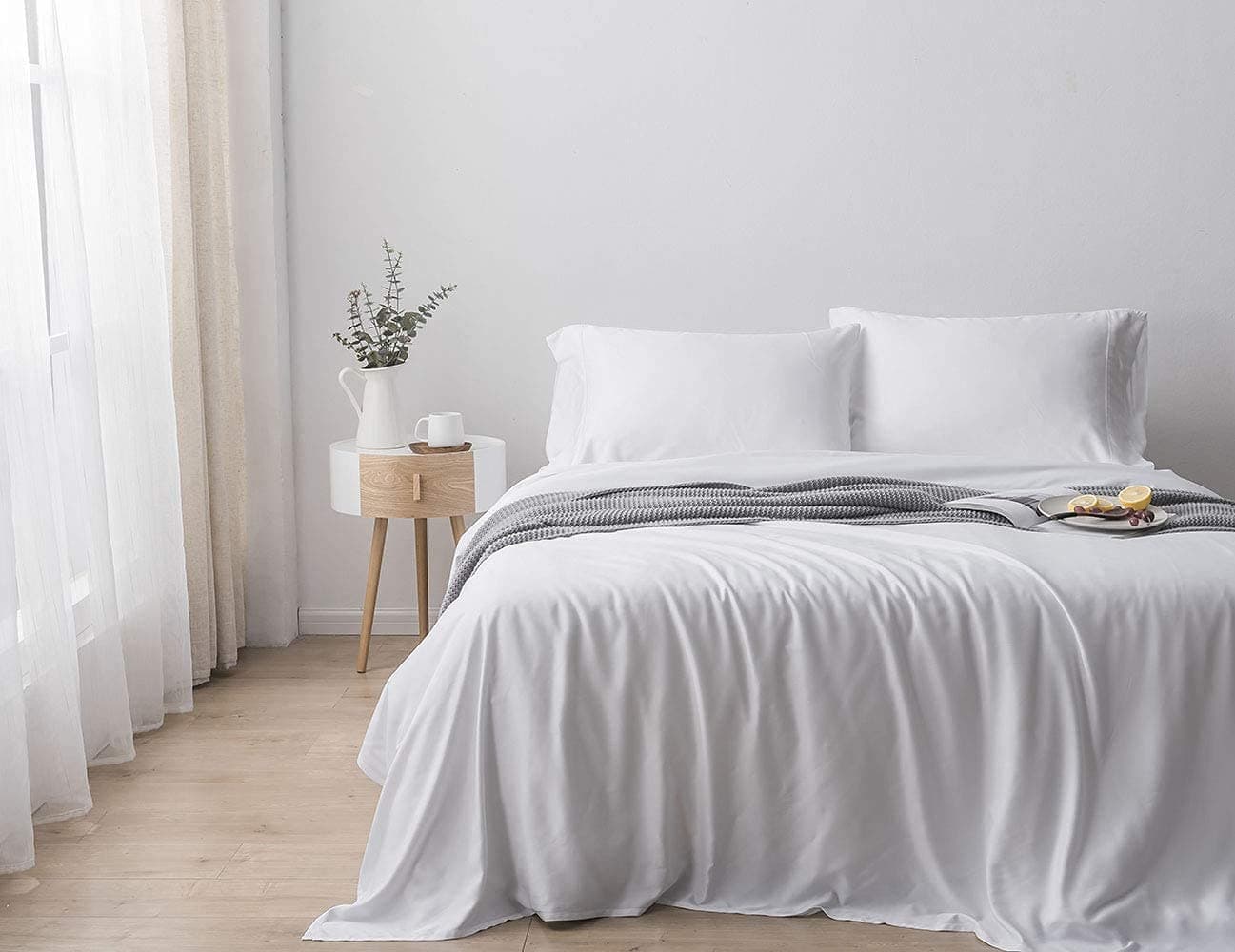 Paradise Bamboo Sheets by Oasis - 4 Piece Sheet Set - Softest Bed Sheets (California King, Cirrus)