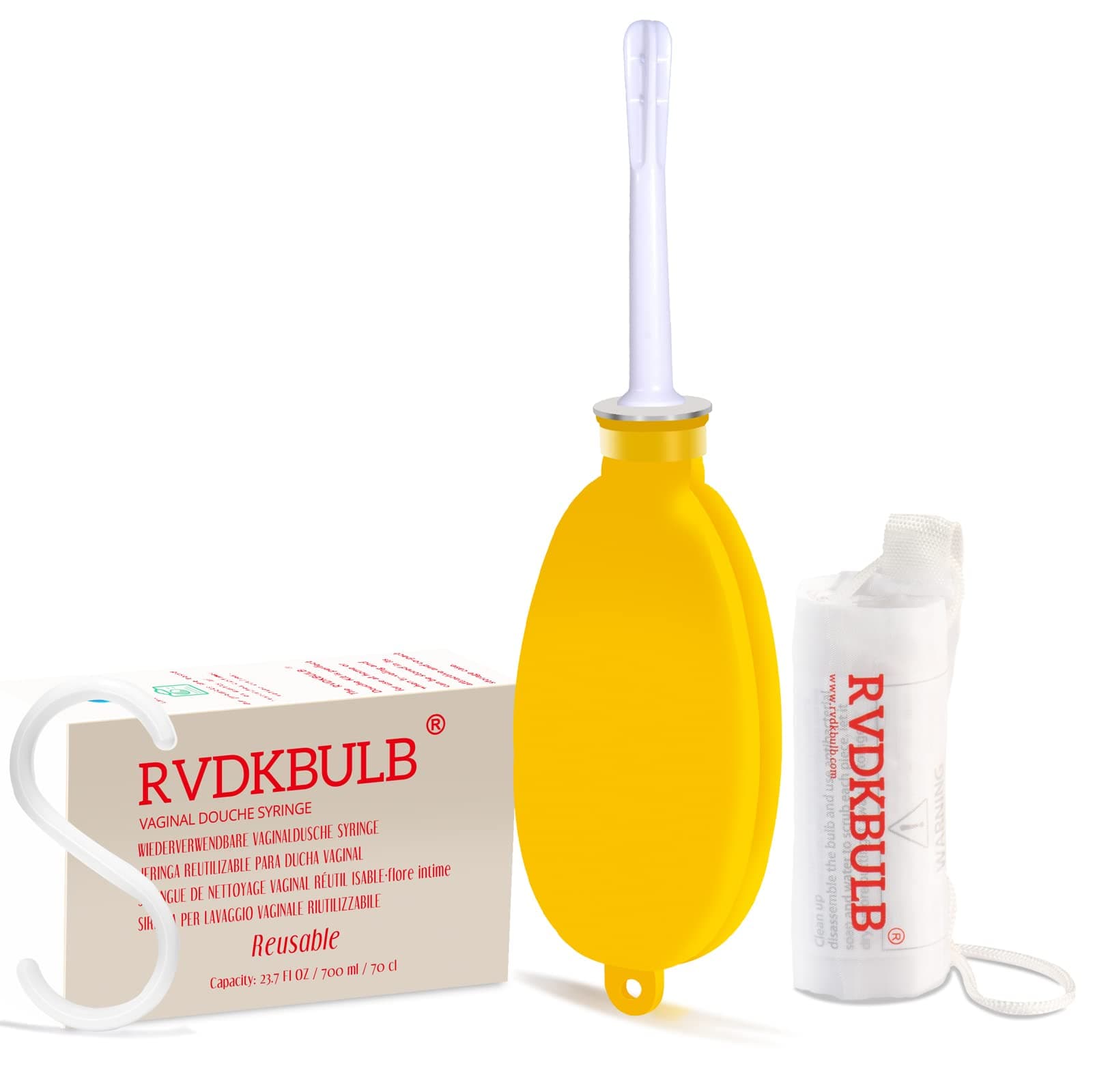 Silicone Douche Bag with Storage Bag, Pocket Size - Great for Travel, 24 Fl Oz Capacity, Yellow