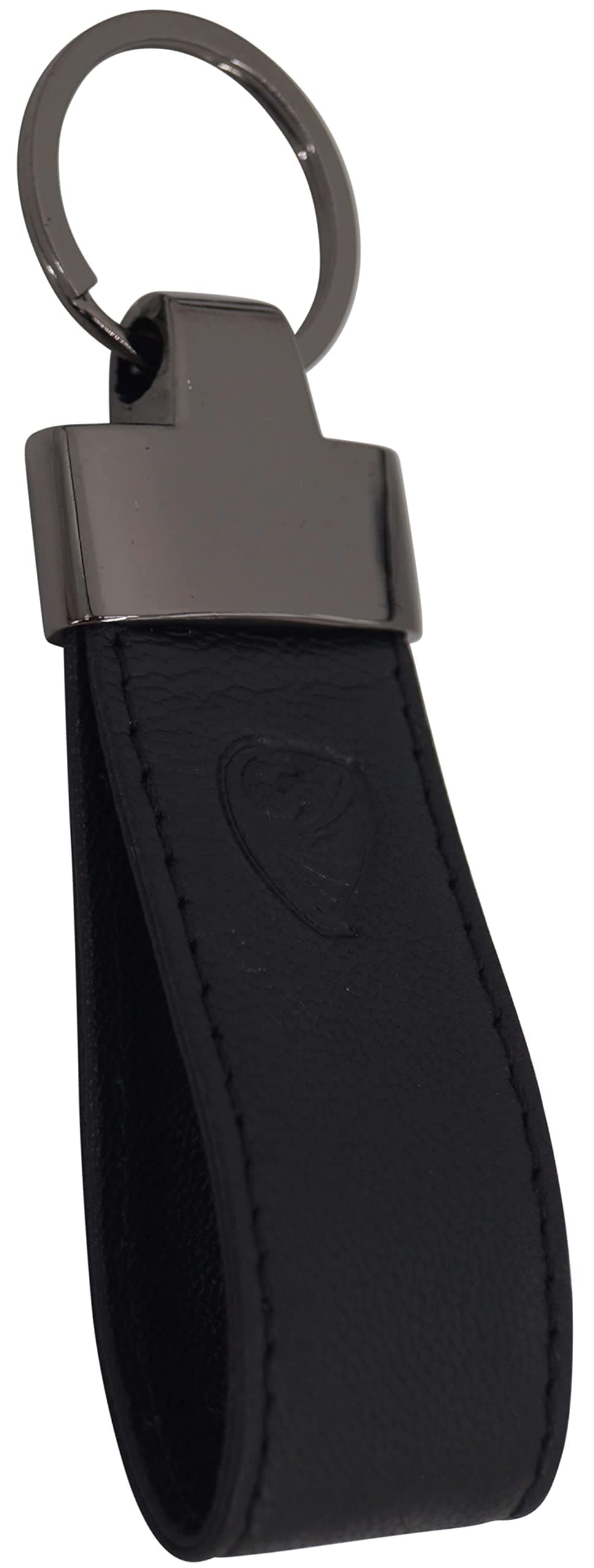 Black Leather Keyring, black, One size