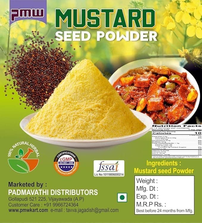 Jar Pack - Grade A Quality - Pickle Special - Mustard Seed Powder - Raw - Rai - Sarson Powder - Aava Pindi - 1 Kilo