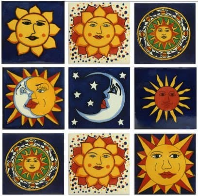 Sun Motif Talavera Mexican Tile Collection