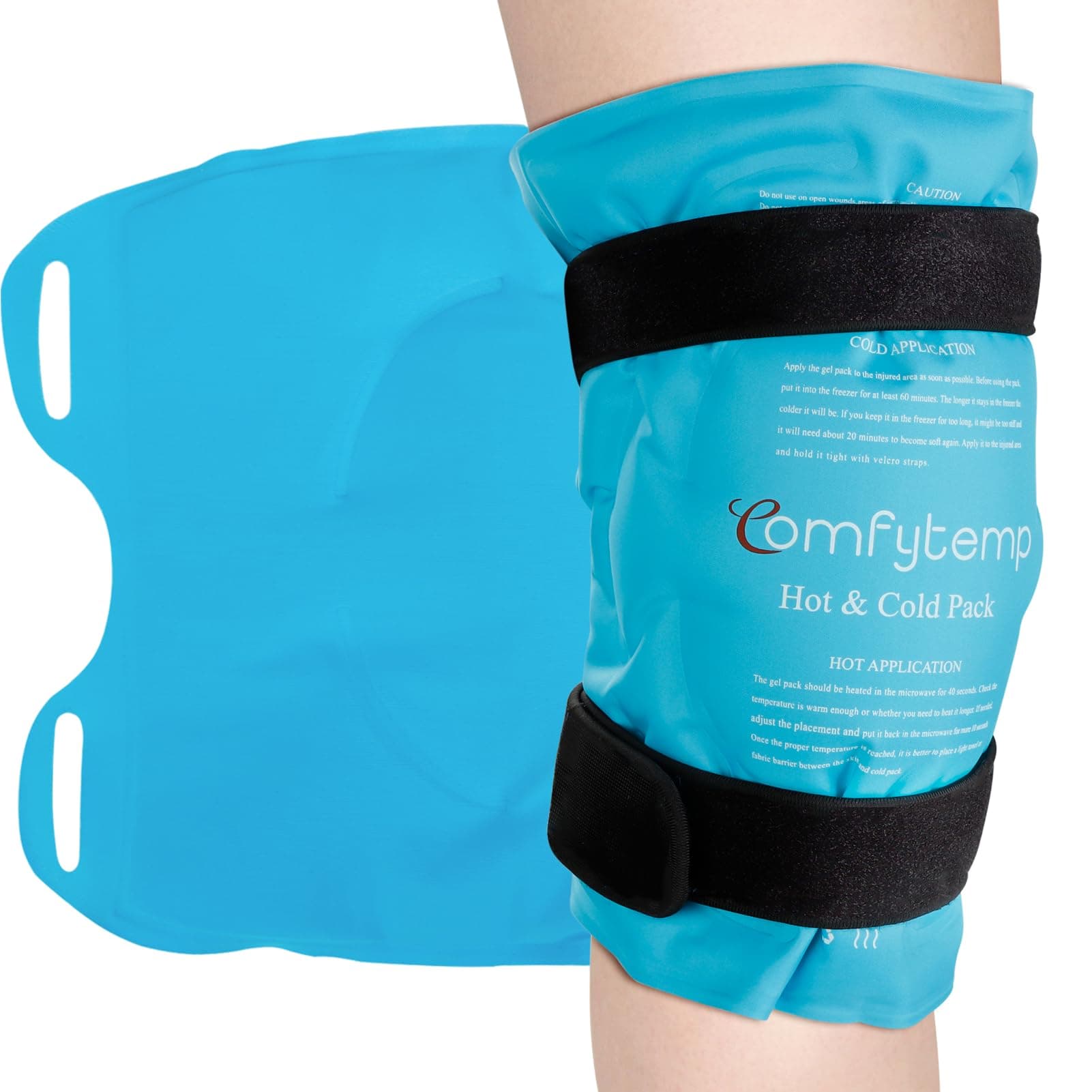Comfytemp Flexible Knee Ice Pack Wrap, Reusable Gel Cold Pack for Knee Pain Relief, Hot & Cold Compress for Knee Joint Support & Comfort, Soothes Discomfort from Exercise, Stiffness, Bruises & Sprains