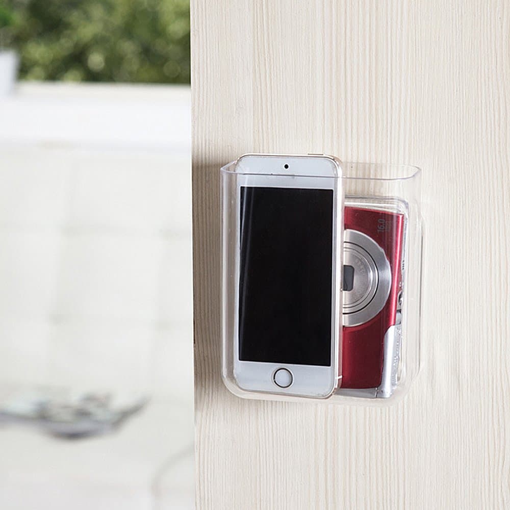 VANCORE Remote Control Holder Case - Plastic Adhesive Storage Box Media Organizer Box, Small-Transparent