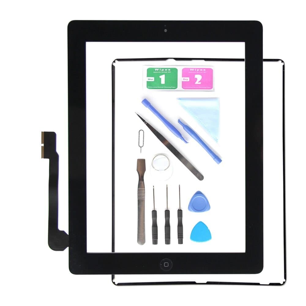 Replacement Screen for iPad 3 A1416 A1403 A1430,iPad3 Touch Screen Digitizer Front Glass Assembly Black -Includes Home Button +Camera Holder+ PreInstalled Adhesive +Tools Kit