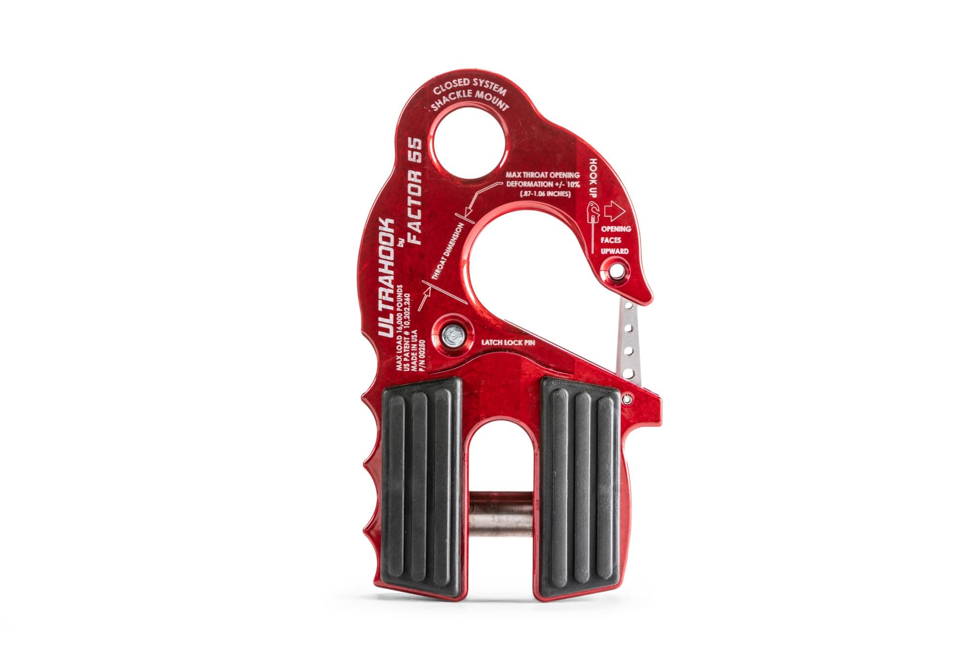 Factor 55 Ultrahook Closed System Shackle Pin Mount, Designed for Steel Cables and Synthetic Ropes - Red