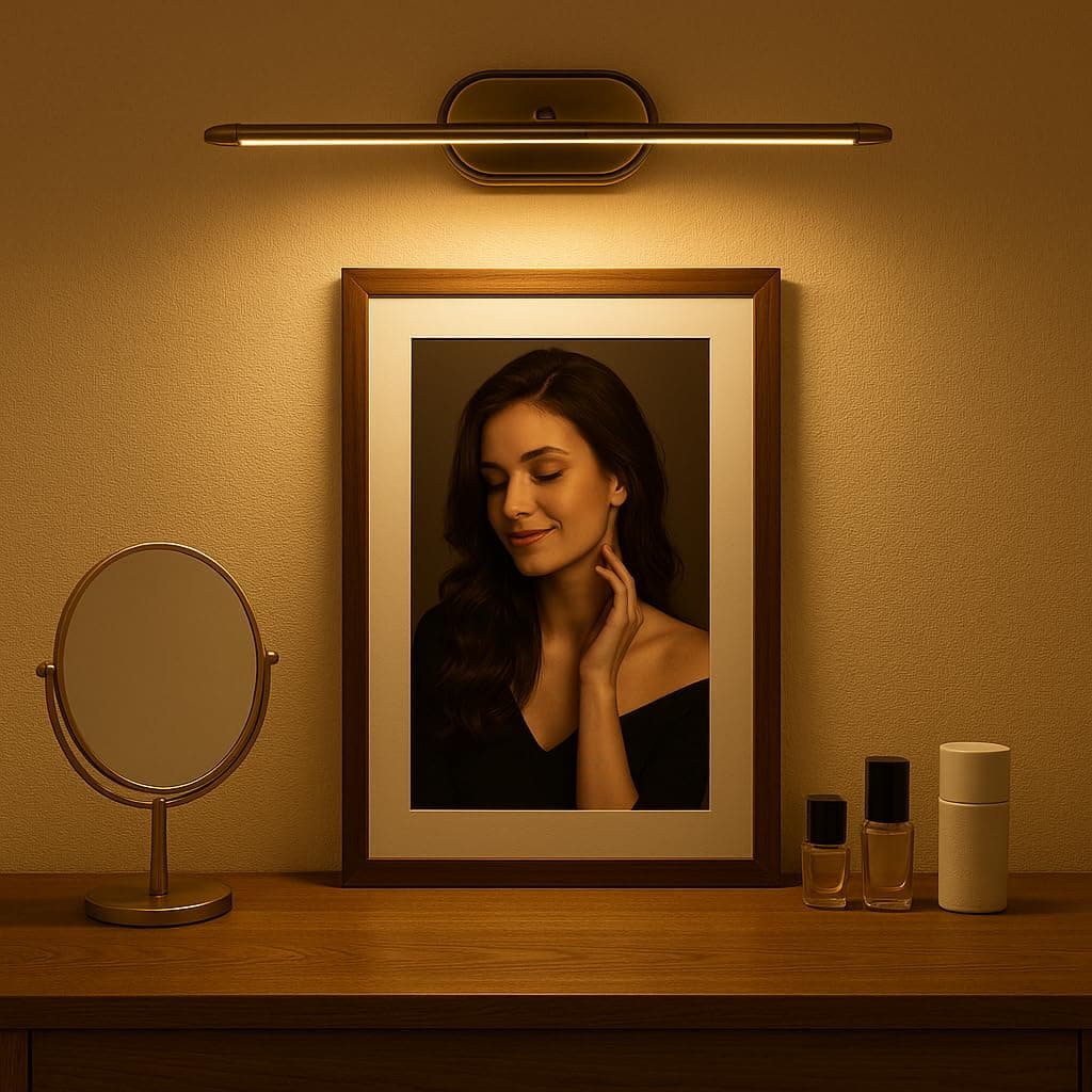 TRIPPING Antique Brass Finish 6W LED Wall Light with Adjustable Neck Spot Focus for Mirror Washbasin Picture Frame 3IN1 Warm,Cool,Natural White 31cm Length, Elegant Accent Lighting