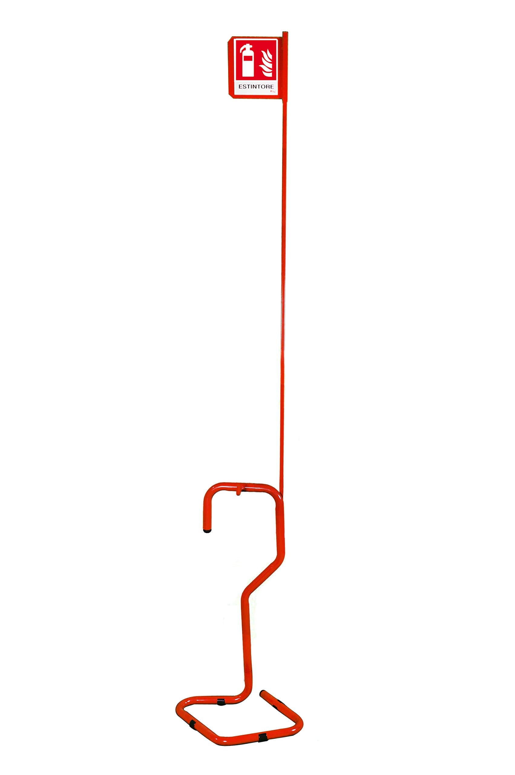 Fire Extinguisher Pedestal Floor Stand Complete with: Base, Pole and Sign – Red (Italian Language)