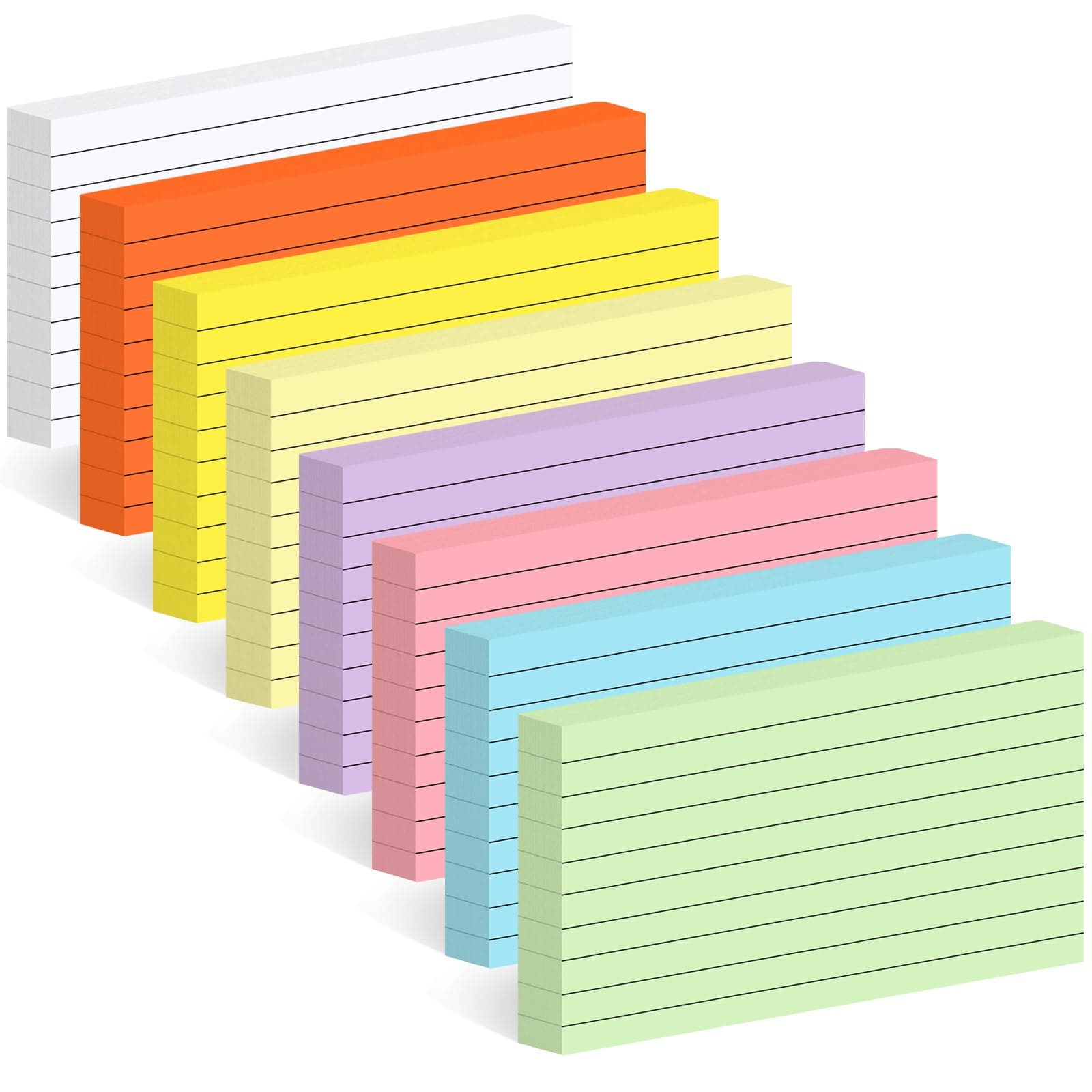 Utron 248 Sheets Colored Index Cards 3x5, Double-Sided Blank Notes Flash Cards for Studying, Note Cards 3x5 Lined, Flashcards for Studying, Index Notecards for Office