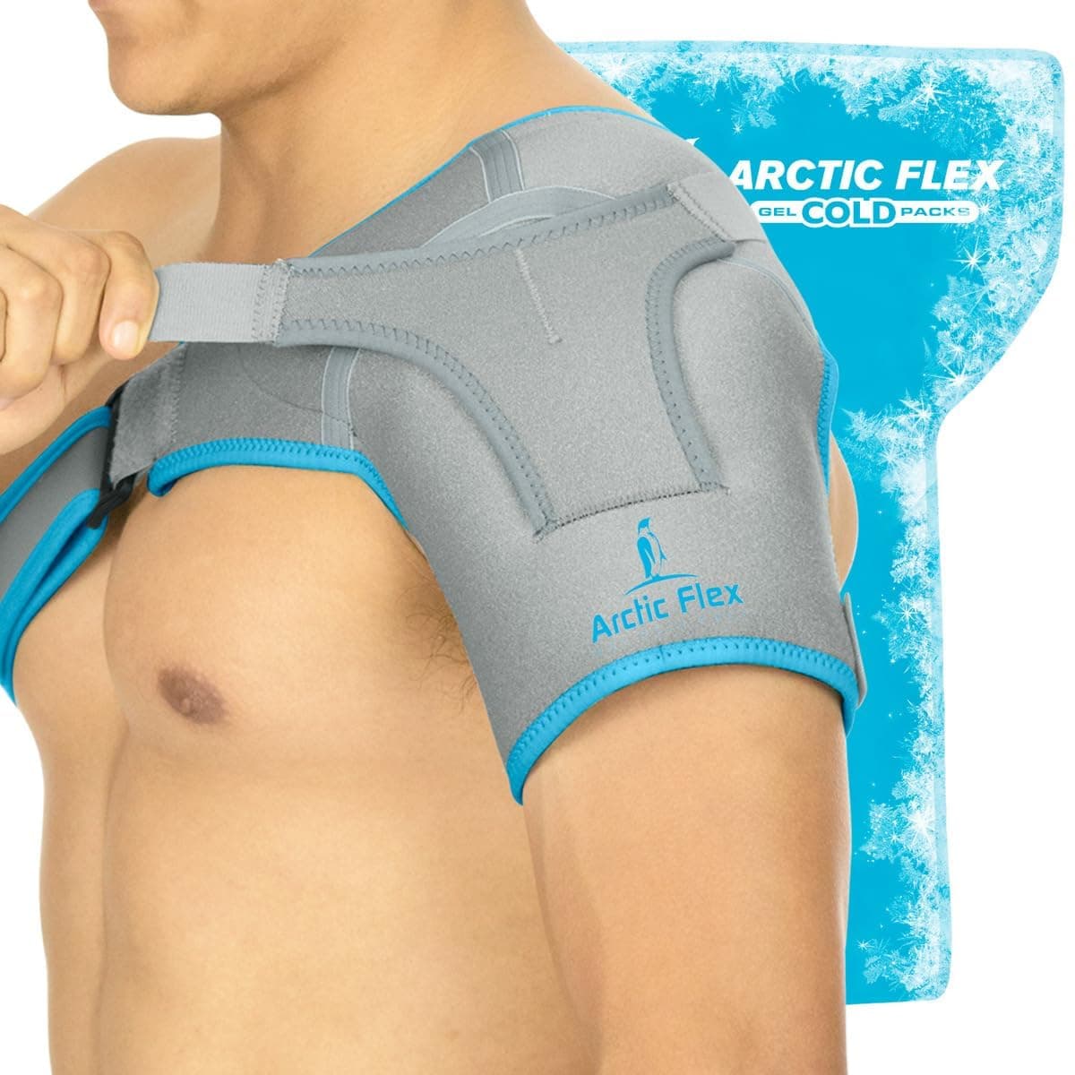 Shoulder Ice Pack Brace Cold Reusable Cool Gel Wrap Hot Therapy Immobilizer Compression Stability Support For Tendonitis Dislocated Joint Left And Right Rotator Cuff Arm Pain Relief One Si