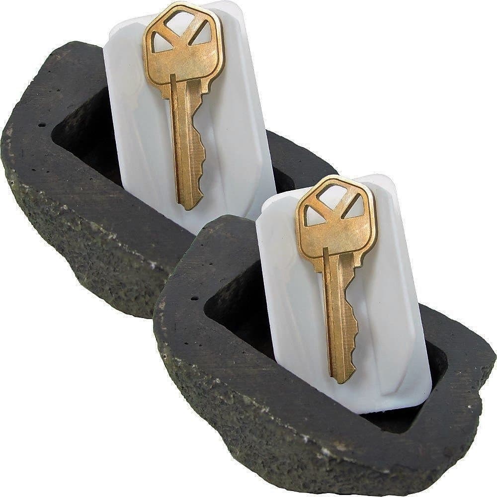 Hide a Key Outside Fake Rock - Looks & Feels like Real Stone - Safe for Outdoor Garden or Yard, Spare Key Storage, Weatherproof Key Holder, Blends with Landscaping by Rampro (Old Version, 2 Pack)