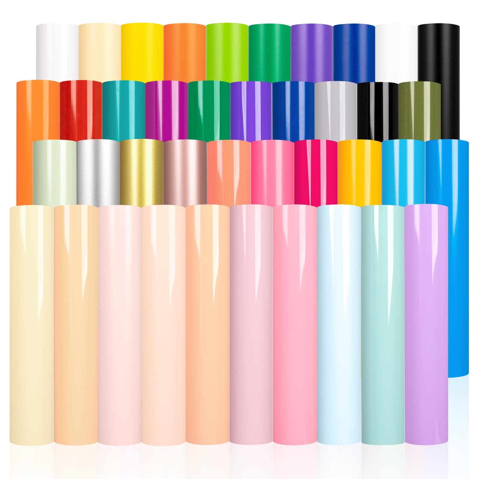 VINYL FROG Permanent Adhesive Vinyl Bundle 40 Pack Adhesive Vinyl Sheets 12''x12'' Permanent VinylPack for Cups DIY Craft Projects