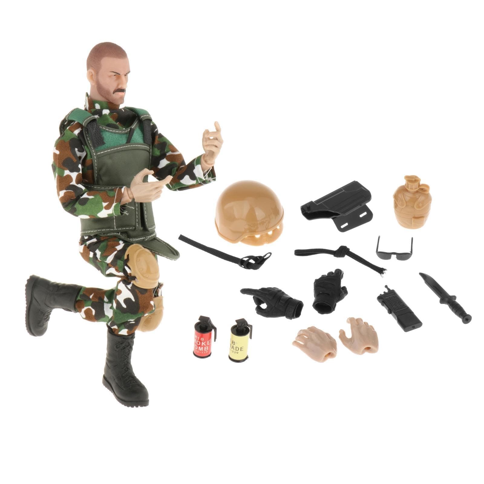 12" Action Figures Playset, 1:6 Scale Model Action Figure, Special Forces Action Figure Man Toy for Adults, Boys Girls, Kids, Green B