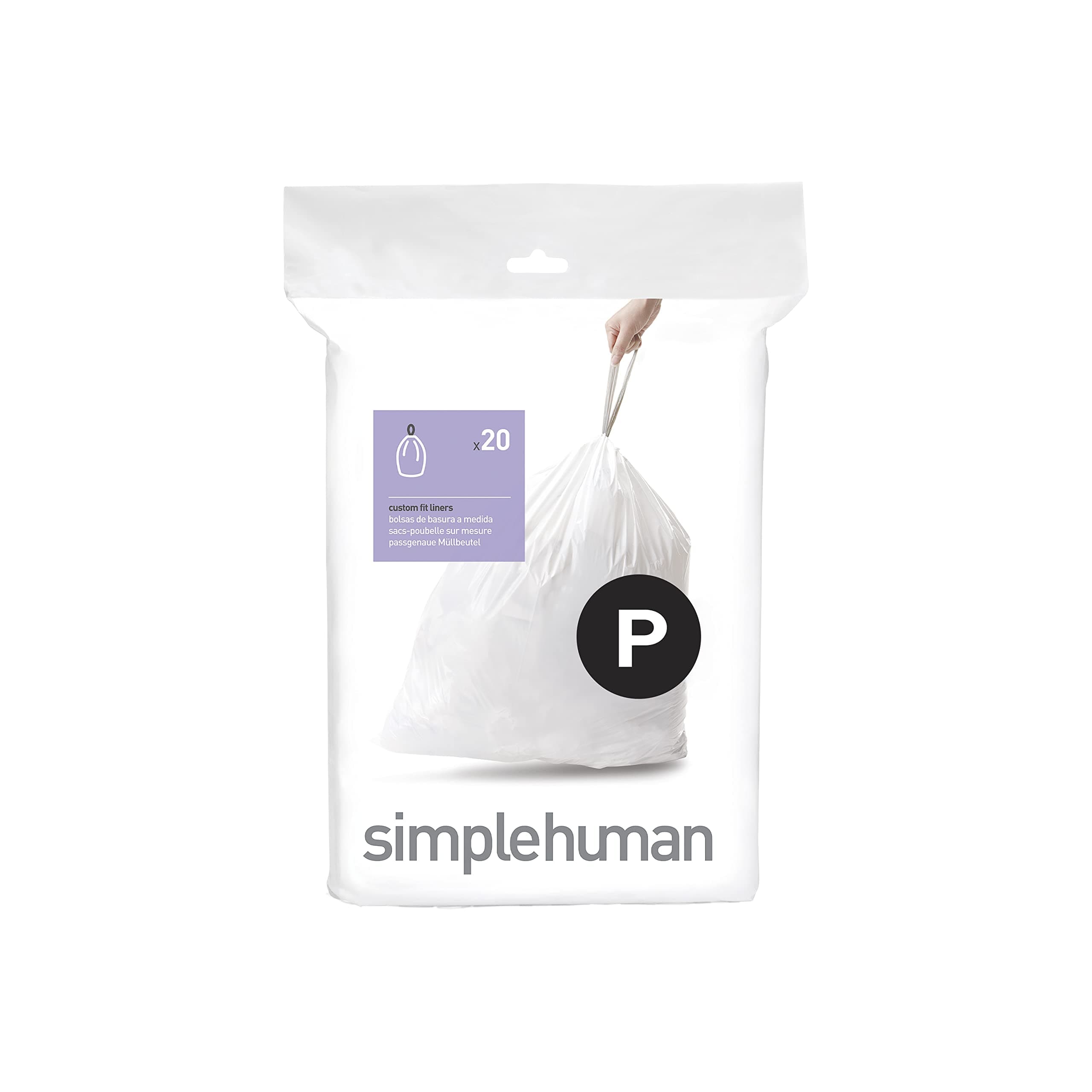 simplehuman Code P Liners, White, 10 Count (Pack of 2)