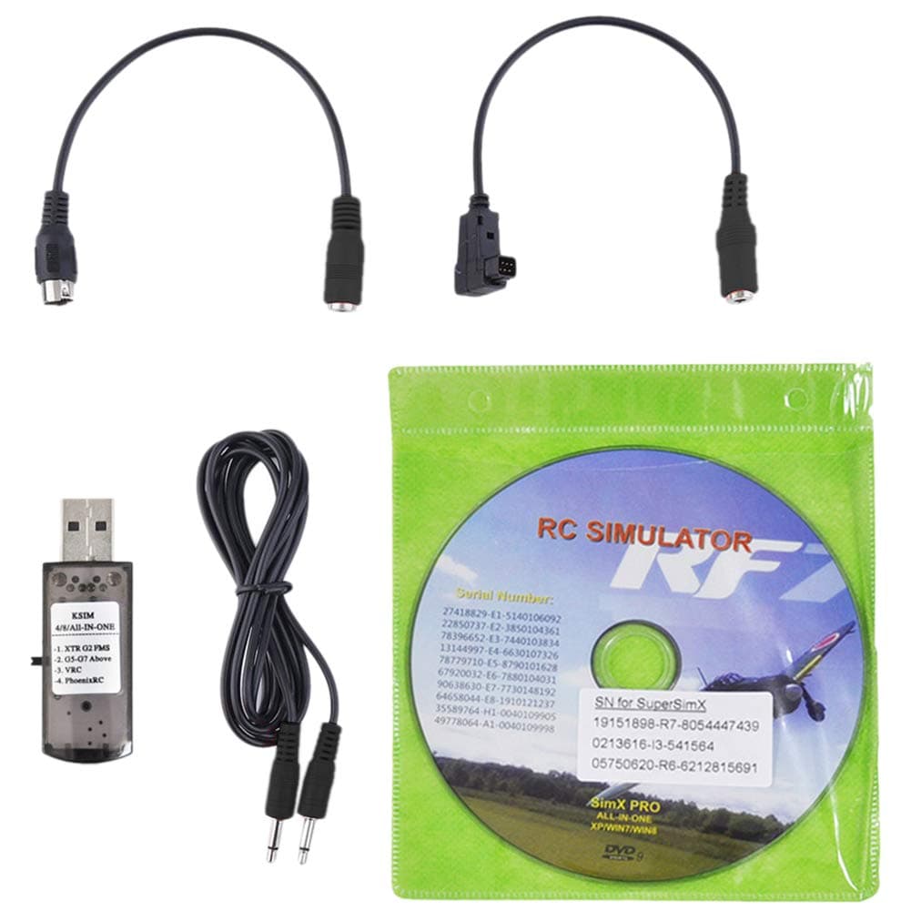 USB Flight Simulator Cable, 22-In-1 RC Drone Wire Dongle For RealFlight G7, with 1.5M Audio Cable