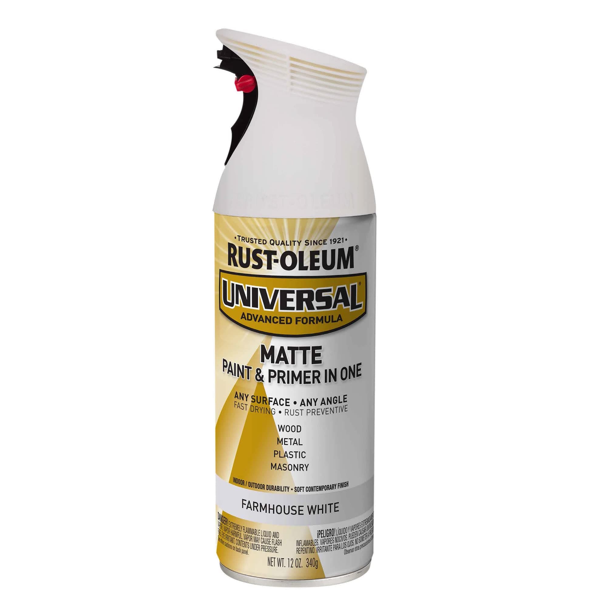 Rust-Oleum 376725 Universal All Surface Spray Paint, 12 oz, Matte Farmhouse White