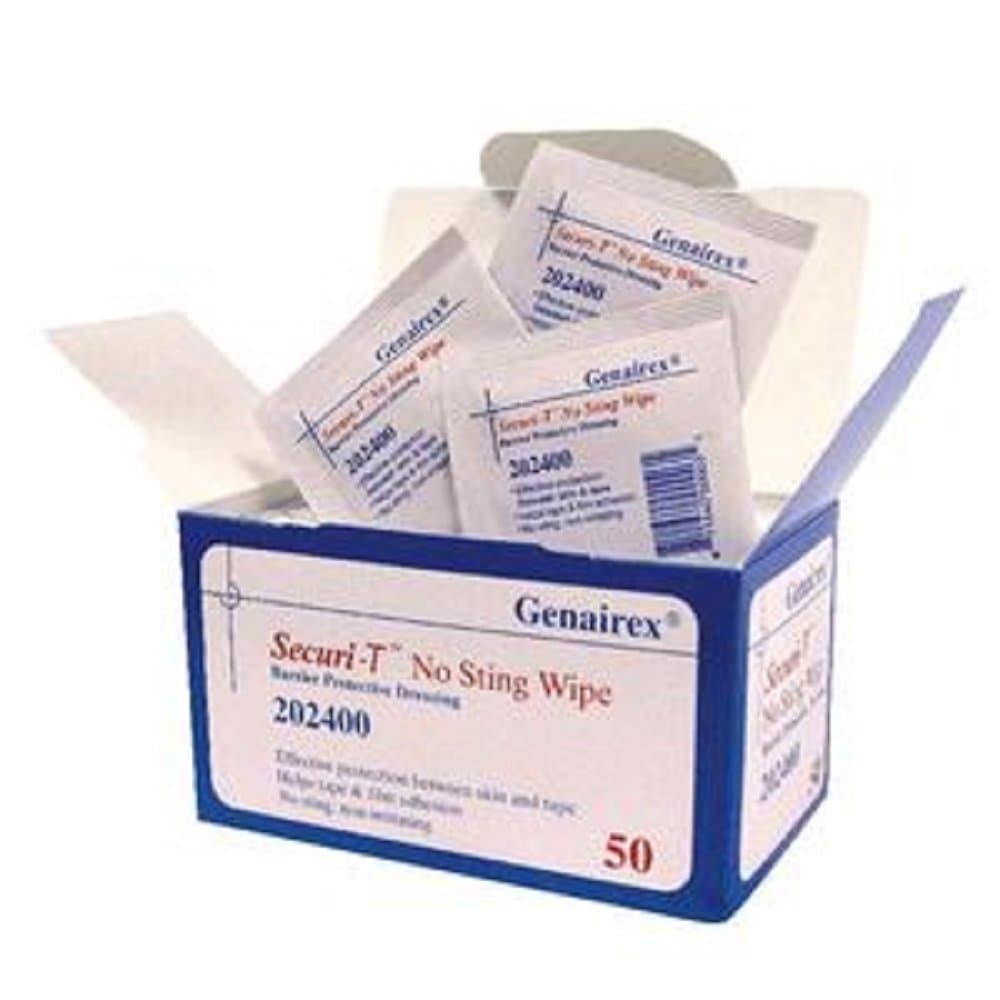 Securi-T No Sting Wipe Protective Dressing, Non-irritating - Box of 50