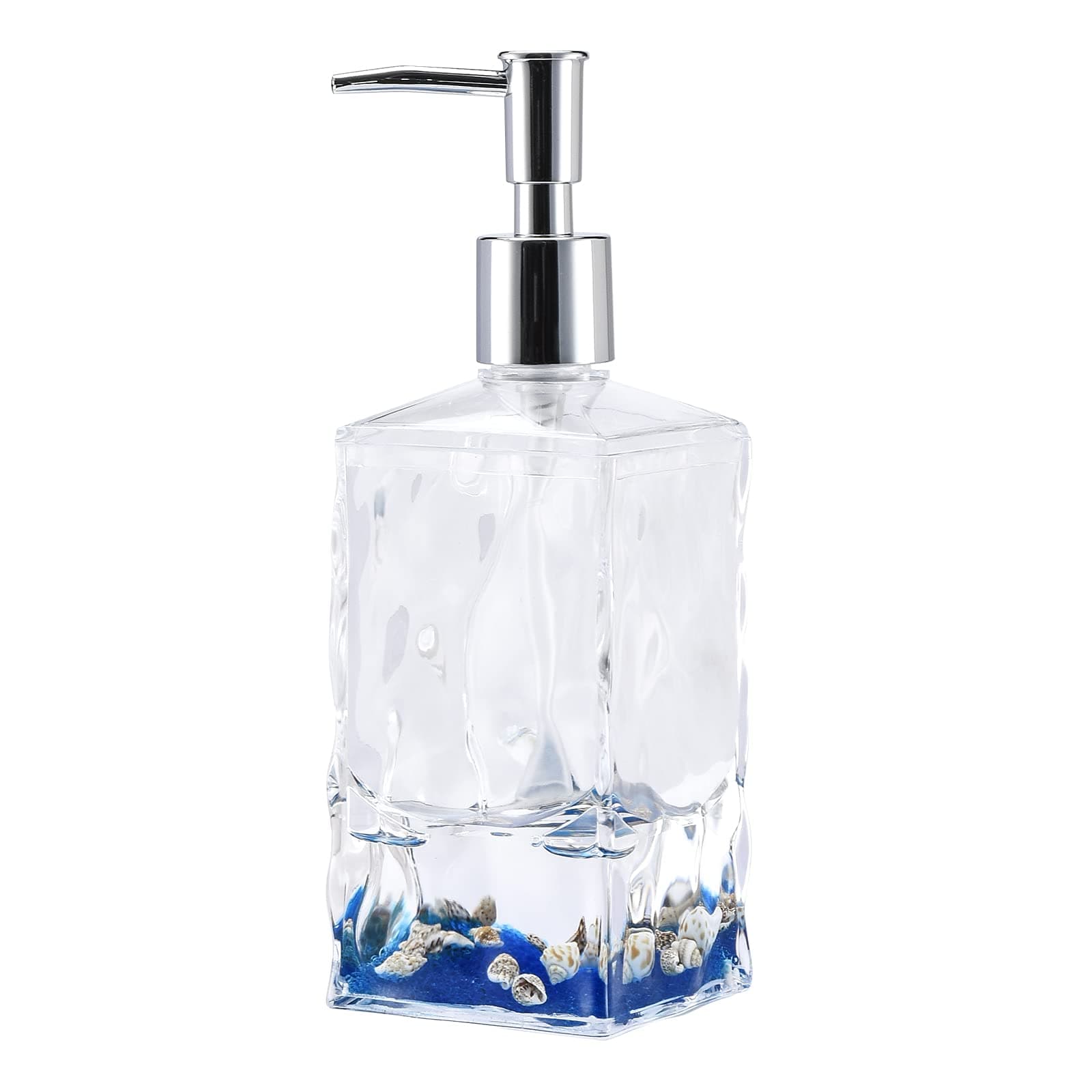 Locco Decor Acrylic Liquid 3D Floating Motion Bathroom Kitchen Vanity Accessory Soap Lotion Dispenser Oceam Theme Shell