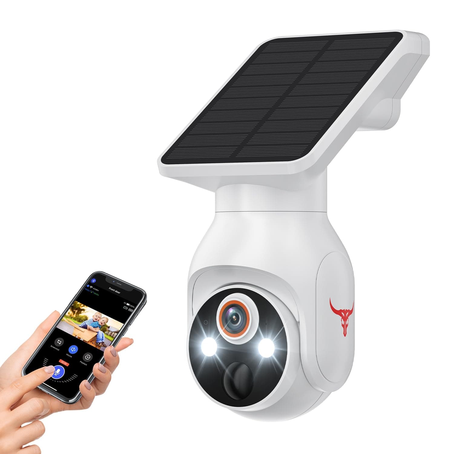 1080p WiFi Security Camera with Solar Panel, Battery Powered, Pan Tilt, AI Motion Detection, Night Vision, 2-Way Talk, IP65, Cloud Storage (Sold Separately), 2.4GHz WiFi Only