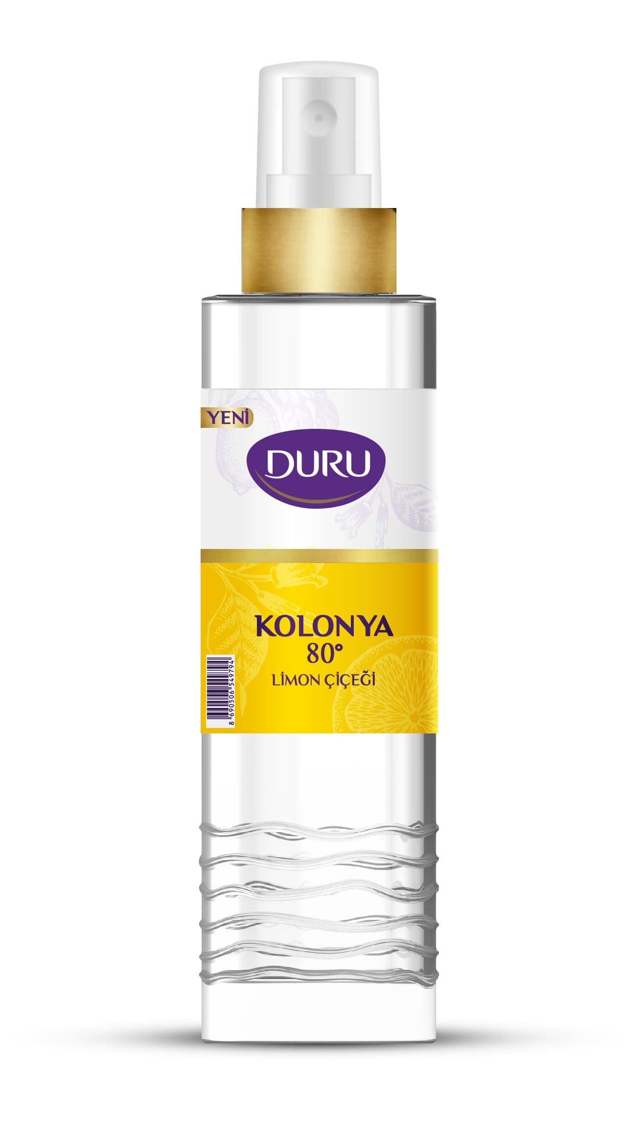 Duru Lemon Cologne Spray Pump Bottle - Refreshing Citrus Scent, Long-Lasting Fragrance, Ideal for Daily Use and Travel, 150 ml