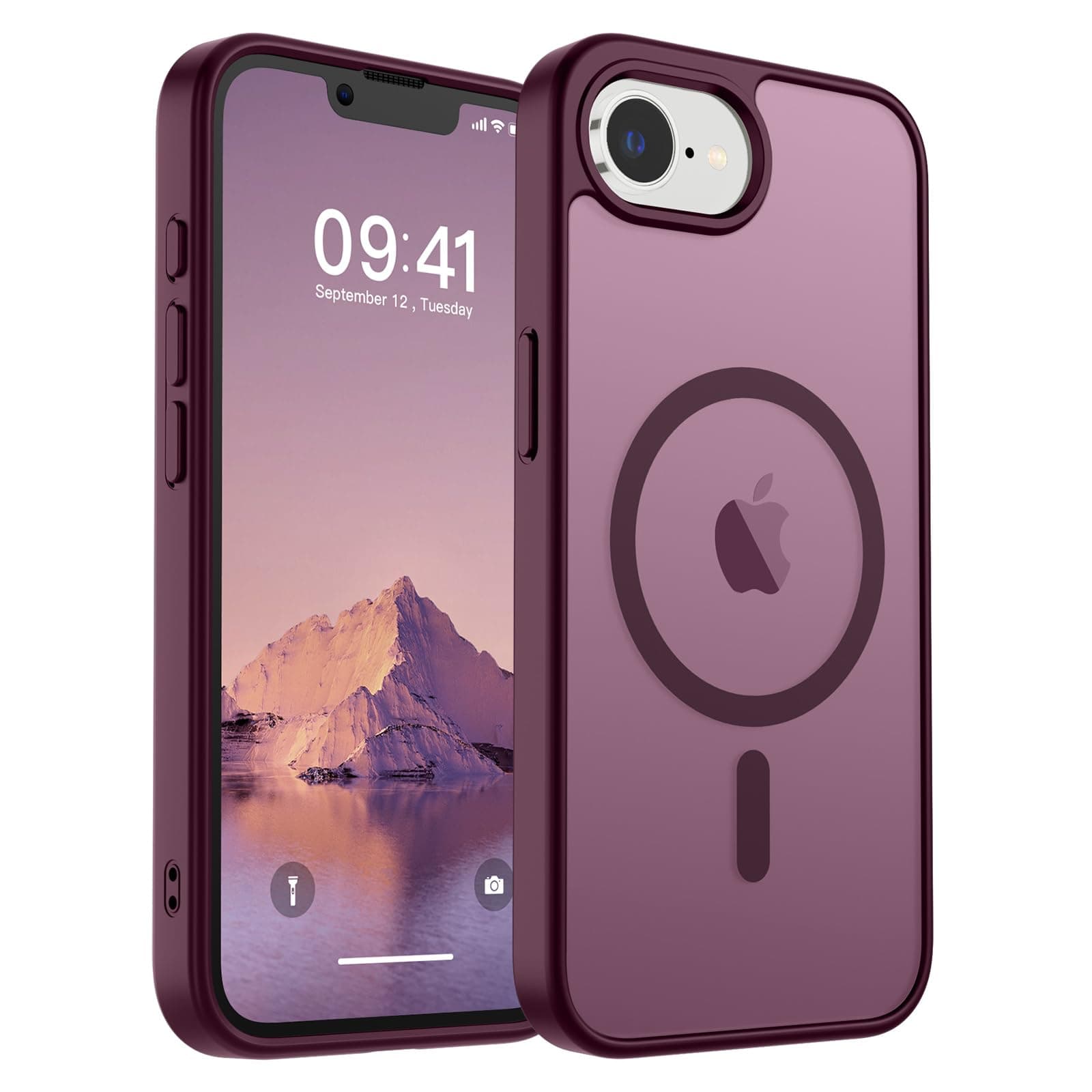 SUPFINE Magnetic for iPhone 16e Case 2025 (Compatible with MagSafe)(Military Grade Drop Protection) Slim Translucent Matte Shockproof with Anti-Fingerprint Phone Case,Wine Red