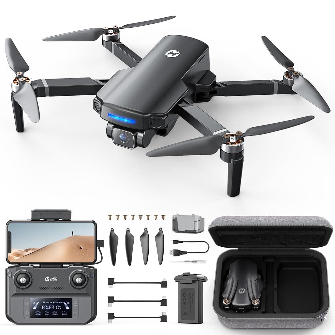 GPS Drone with 4K UHD Camera for Adults Beginner; HS360S 249g Foldable FPV RC Quadcopter with 10000 Feet Control Range, Brushless Motor, Follow Me, Smart Return Home, 5G Transmission
