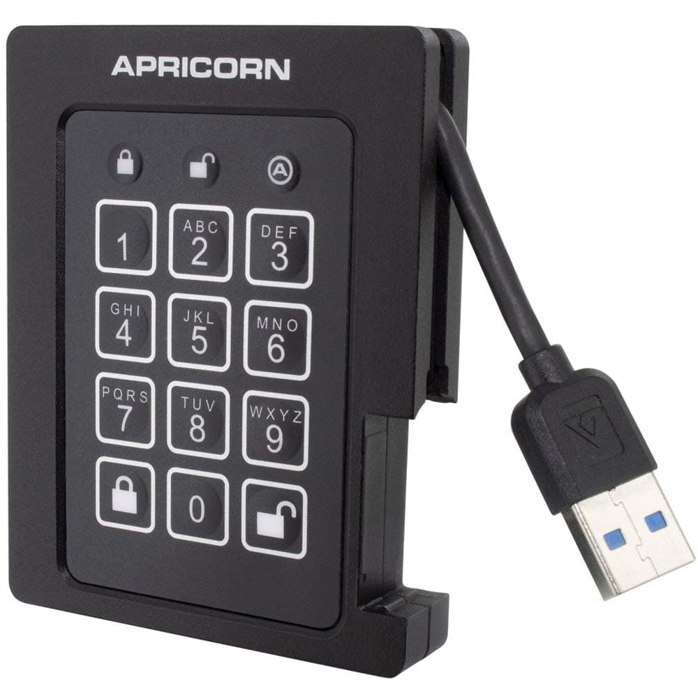 Apricorn Aegis Padlock 240GB SSD 256-Bit, FIPS 140-2 Validated USB 3.0 Hardware Encrypted External Portable Drive *RUGGEDISED* (ASSD-3PL256-240F)
